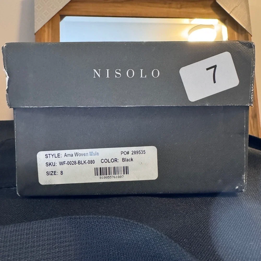 Nisolo Ama Woven Mule Black Leather Pointed Toe Slides Women's 8 New in Box - Picture 6 of 6